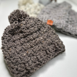 a handmade crochet beanie