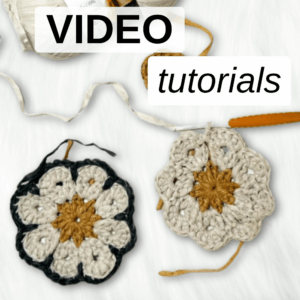 Video tutorials with crochet African flowers in the background